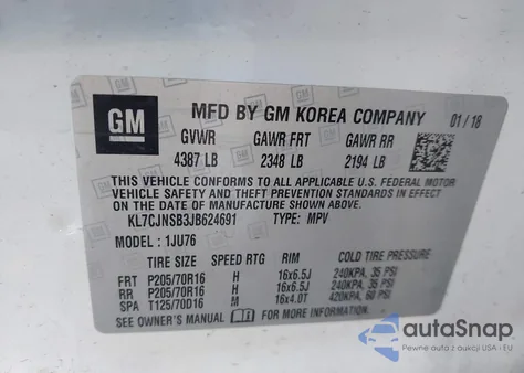 2018 Chevrolet Trax Ls from USA, damaged, VIN KL7CJNSB3JB624691